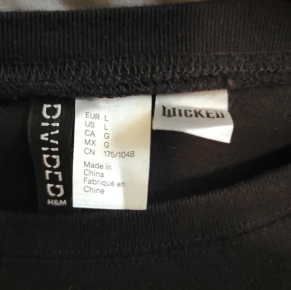 Divided Wicked Black T Shirt Glinda Size L - Picture 8 of 9